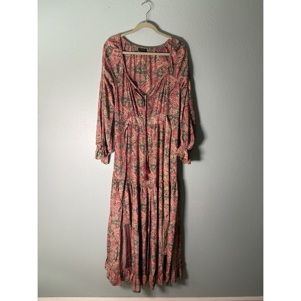 Karma Highway‎ Bohemian Paisley Maxi Dress Women's One Size Flowy Resort